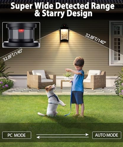 Lamomo Outdoor Wall Lights, Security Motion Sensor Lights Outdoor with LED Integrated, 1200 Lumen Dusk Till Dawn Outside for Porch, 13W, Modern, Black, Energy Saving