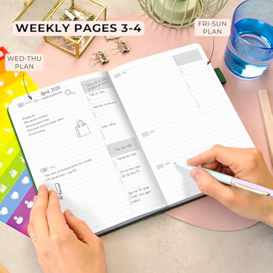 Clever Fox Advanced Weekly Planner – Undated Life Goal Planner for Daily Productivity & Time Management – Day Organizer Journal – Hardcover A5, Forest Green