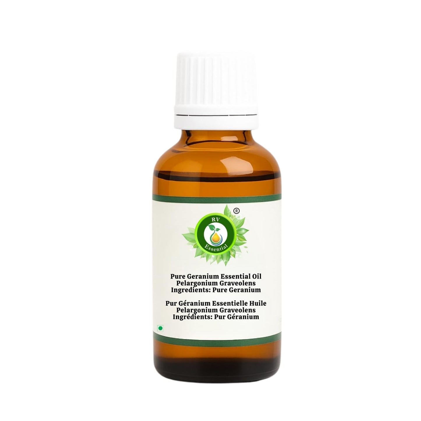 R V Essential Pure Geranium Essential Oil 30ml (1.01oz)- Pelargonium Graveolens (100% Pure and Natural Steam Distilled)