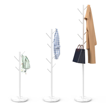 Heavy Duty Coat Rack with Natural Marble Base, Freestanding Metal Coat Stand with 8 Hooks, Modern Stable Coat Hanger Tree for Bags, Jacket, Clothes