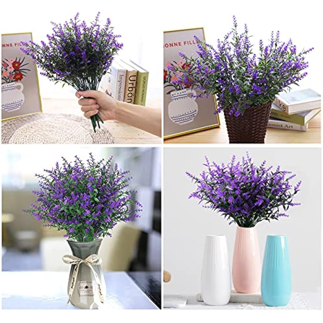 Yoicn Lth 12 Bundles Artificial Lavender Flowers, Plastic UV Resistant Flowers, Fake Lavender Plants for Outdoor and Indoor Decorations