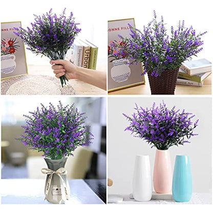 Yoicn Lth 12 Bundles Artificial Lavender Flowers, Plastic UV Resistant Flowers, Fake Lavender Plants for Outdoor and Indoor Decorations