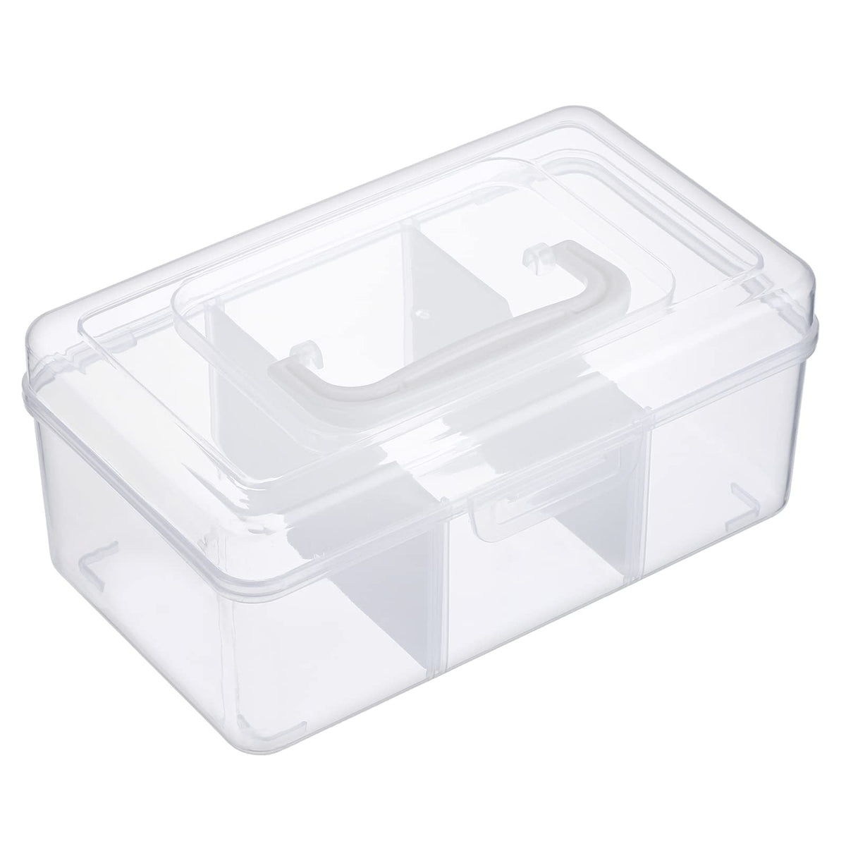 IGNPION Small Plastic Dividing Storage Box, Clear Craft Tool Storage Box