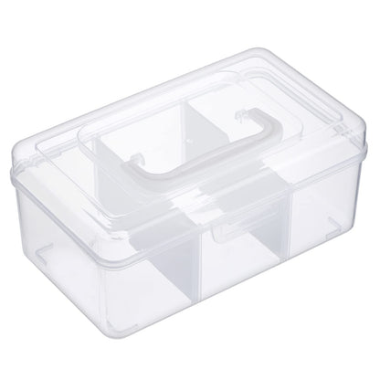 IGNPION Small Plastic Dividing Storage Box, Clear Craft Tool Storage Box