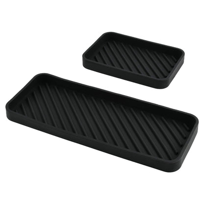FooYee 2PCS Silicone Sink Trays,Silicone Draining Mat for Sink,Kitchen Soap Tray,Non-slip Bathroom Tray Organiser,Two Sizes