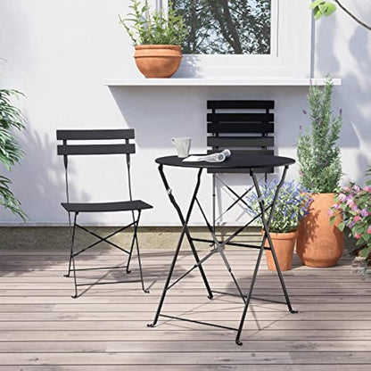 Grand patio Bistro Set 3 Pieces, Garden Furniture Set, Folding 2 Chairs and 1 Table, Weather-Resistant, Patio Table Chairs for Balcony,Yard, Garden (Black)
