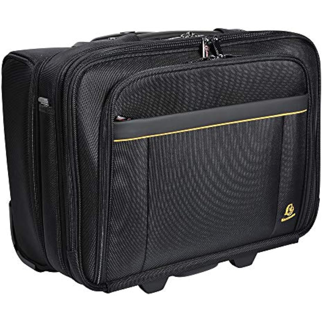 Exacompta - Ref 18534E - Exactive - Exatrolley Travel Suitcase With Wheels and a Telescopic Handle - 450 x 250 x 395mm in Size, Padded Compartment for a 15.6" Laptop - Black & Orange