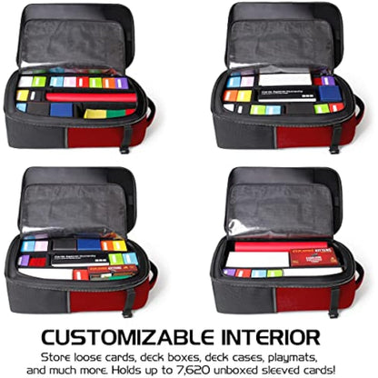 ENHANCE MTG Backpack - Collector's Edition TCG Backpack for Deck Boxes, Sleeved Cards, Playmats, MTG Accessories - Customizable Card Organization with Built-in Defender Screen (Dragon Red)