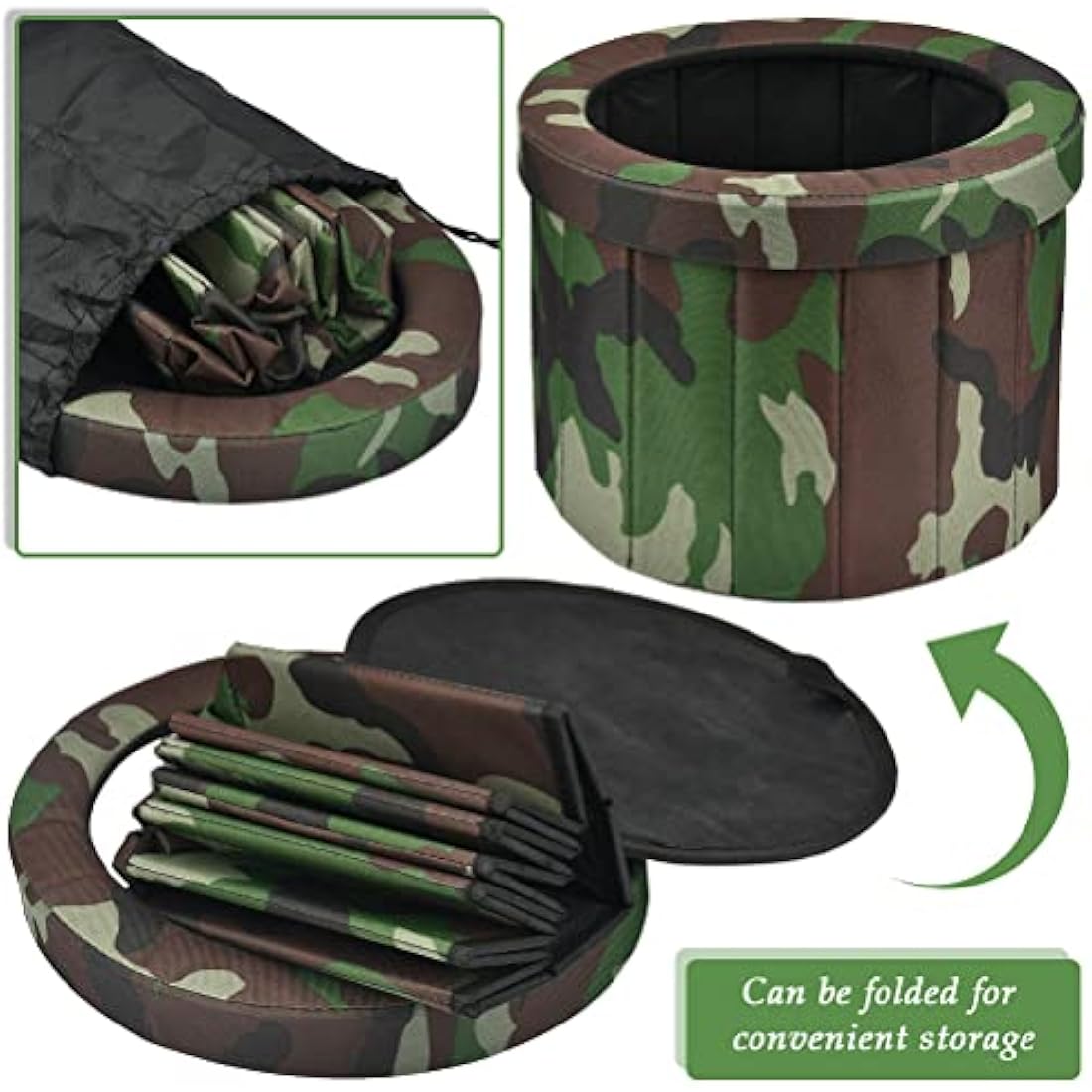 CENBEN Foldable Camping Toilet, Portable Toilet Outdoor Travel Potty, Folding Travel Toilet, Collapsible Toilet Bucket Camping Loo for Fishing, Hiking, Campervan, Caravan, Car, Festivals, Load 150kg