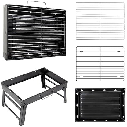 AGM Charcoal Barbecue, Portable Foldable BBQ Grill, Table Charcoal BBQ for Picnic, Travel, Garden, Camping-M size