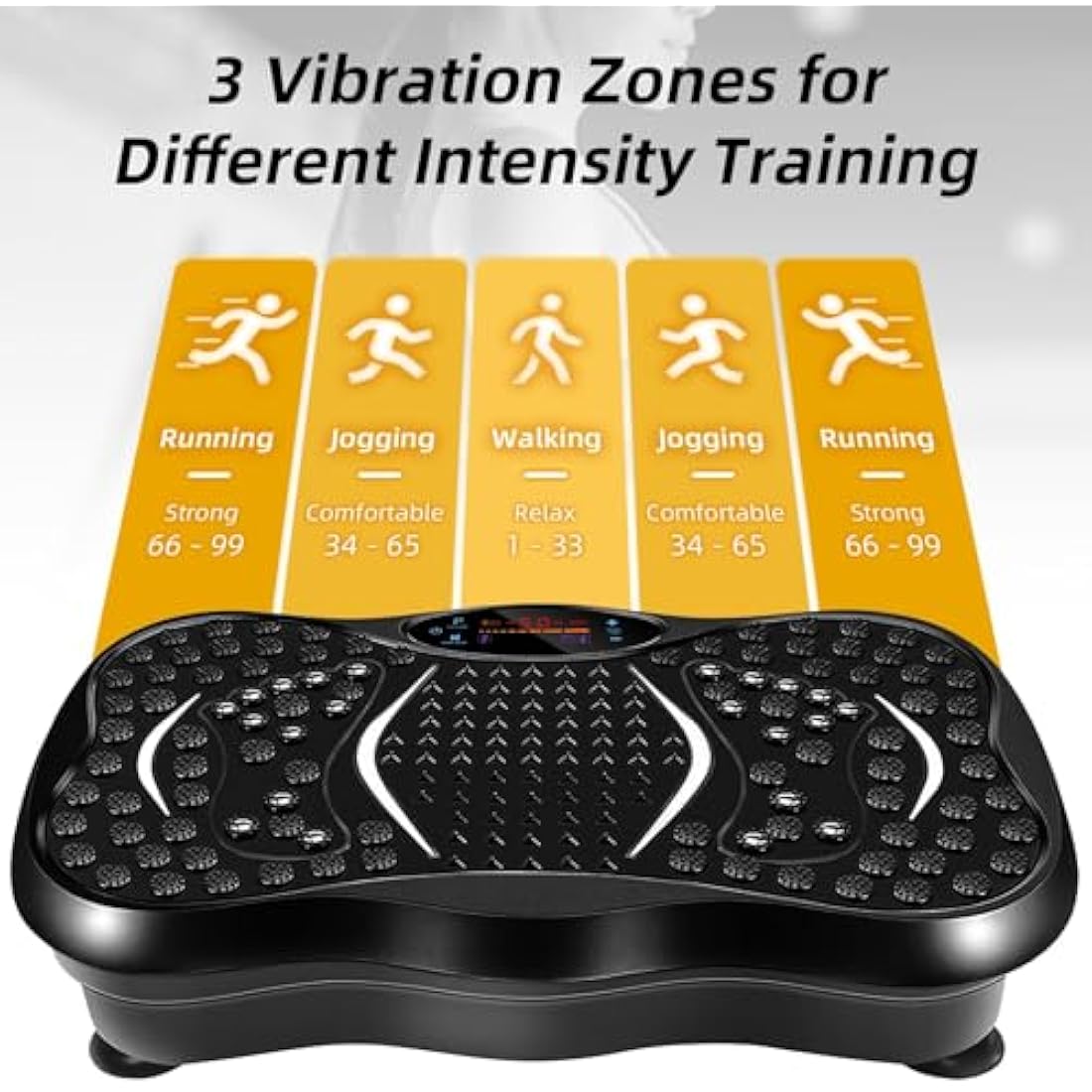 EVOLAND Vibration Plate Exercise Machine, Vibration Fitness Trainer with Bluetooth Speaker, 5 Program Modes, 2 Resistance Bands, Home Exercise Equipment for Fitness Body Toning