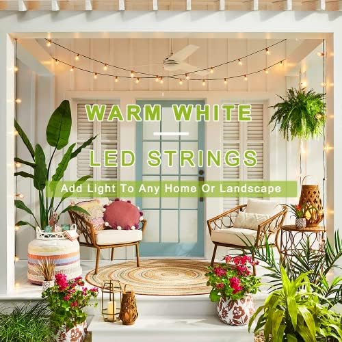Kawaya Festoon Lights Outdoor Mains Powered LED Garden String Lights Waterproof 15M, 50FT Outside Fairy Lights with 25+2 Shatterproof Bulbs Warm White for Backyard Patio Gazebo