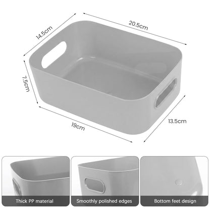 Plastic Storage Boxes,Storage Basket with Handles,21x14x7cm,Grey, Pack of 4