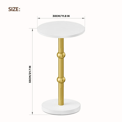 Yuede Round Side Table, Small Coffee Table, Pedestal Drink Table for Small Space, Round Bedside Table, Sofa Table, Living Room, Bedroom