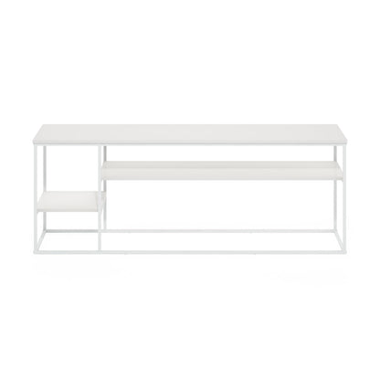 Furinno MORETTI Modern Lifestyle TV Stand, Entertainment Center for TV up to 65 Inch, for Living Room, Bedroom, White/White