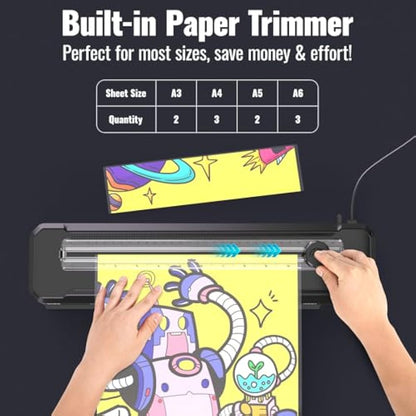 Laminator A3 with Paper Trimmer and Laminating Pouches, Anti-Jam Technolog | Thermal and Cold Large Laminator Machine, 90s Fast Preheat Laminating Machines for A3/A4/A5/A6 Home Office School Use