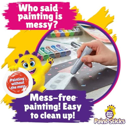 Little Brian Paint Sticks For Kids - 24 Pack Assorted Colours - Mess-Free, Easy Clean Up, Fast Drying Action, Vibrant Colours, Multi-Surface, Twist & Paint