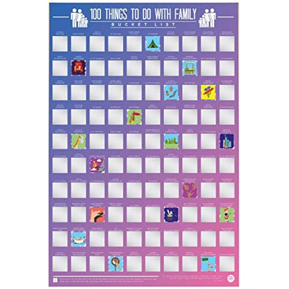 Gift Republic 100 Things To Do With Family Bucket List Scratch Poster, multi-color, 42.00 x 59.00 cms