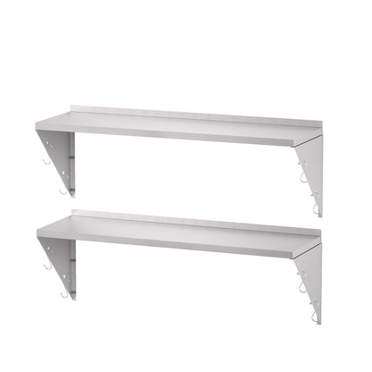 TAIMIKO Stainless Steel Wall Shelf 120x30cm 2PCS