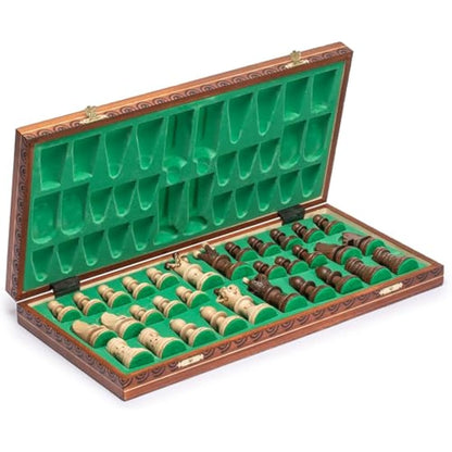 Husaria European International Wooden Chess Game Set, "Ambassador" - 55 centimeters - Large-Size Chess Set with Handcrafted Chessmen and Felted Folding Board