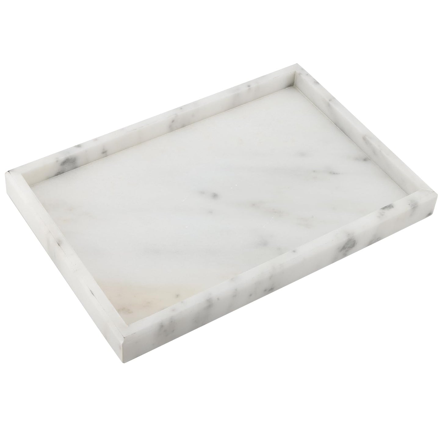 ZOENHOU 30 x 20cm Natural Marble Stone Tray, Starry White Rectangle Bathroom Tray Toilet Tank Storage Tray, Decorative Vanity Tray Holder for Coffee