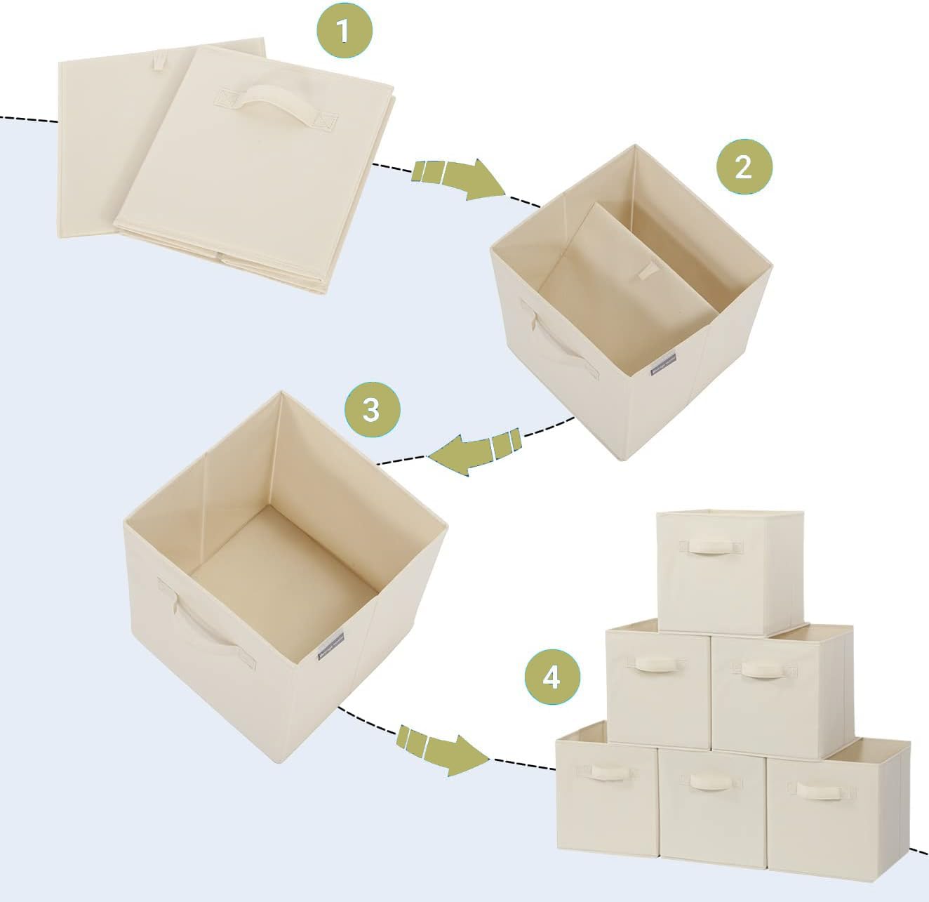 STORAGEIDEAS Storage Cubes, 11 Inch Cube Storage Bins, Set of 4, Fabric Foldable Storage Bins with Handles, Closet Storage Organizer Bins