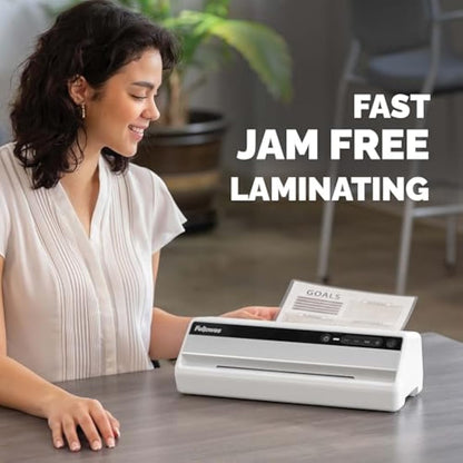 Fellowes Saturn A4 Small Office Laminator – InstaHeat, 60-Second Warm-Up, Jam Release, Auto Shut-Off – For 80/100/125 Micron Pouches – Includes 10 Sheets – Home & Office Use