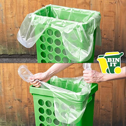 BIN IT 40 Clear Large 70L Strong & Secure, Tie Top, Recycling Sacks, Bin Bags, Bin Liners, Refuse Sacks, Recycled, Tear Resistant, 120 Gauge - 30 μm, Perfect for Everyday Use