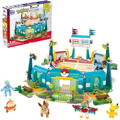MEGA Pokémon Building Toys Set Training Stadium with 1101 Pieces, 5 Poseable Characters and Battle Play, for Kids, HWR82