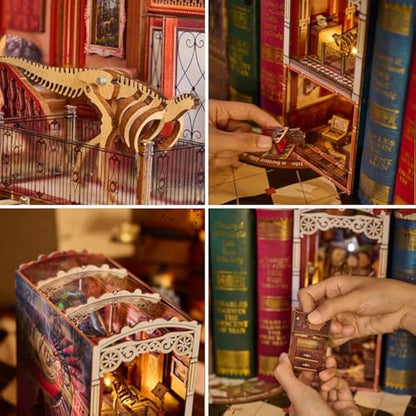 Spilay DIY Book Nook Kit - 3D Bookshelf Alley Insert with LED Lights, Handmade Miniature Model Craft Kit, Creative Gift for Adults & Teens Christmas/Birthday Present - The Unsolved Case of the Museum