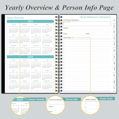 2025-2026 Appointment Book & Planner - Hourly Planner from July 2025 - June 2026, Weekly Appointment Book 2025-2026 with 30-Minute Interval, 6.4" x 8.5", Black