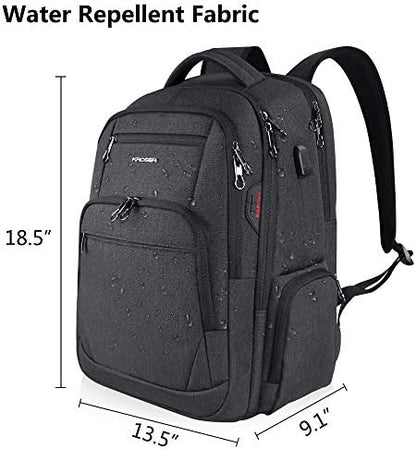 KROSER School Laptop Backpack 17.3 Inch Large Travel Computer Backpack Water-Repellent Daypack with USB Charging Port & Headphone Interface RFID Pockets