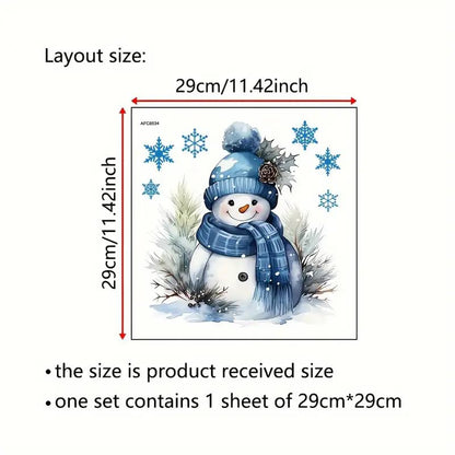 Christmas Snowman Snowflake Toilet Cover Sticker Decals,Fish Bird Flower Leaf Waterproof Toilet Lid Tank Seat Decals Cistern Self-Adhesive Bathroom