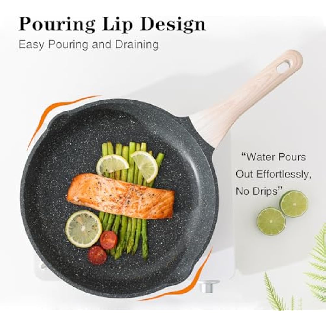 Kordisen Non Stick Frying Pans Skillet, 32 cm Granite Large Frying Pans Nonstick for Cooking, Healthy Induction Cookware, Heat Resistant Handle, PFOA Free