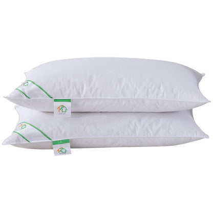 SUFUEE Goose Feather and Down Pillows Pair, Luxury Pillows with 100% Cotton Cover, Medium and Soft Firmness, Hotel Quality(48X74cm)