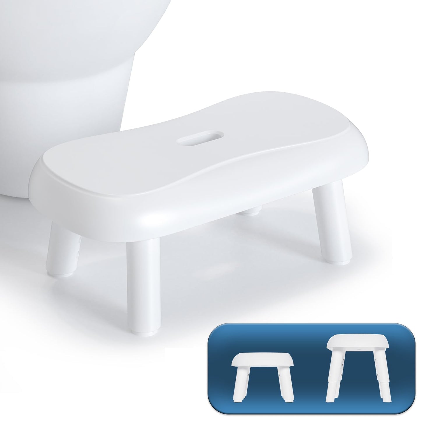 Squatting Toilet Stool - Adjustable Heights from 6" to 9" - Non Slip Toilet Poop Stool Squat for Adults/Kids/Elderly/Pregnant - Thicked Manganese