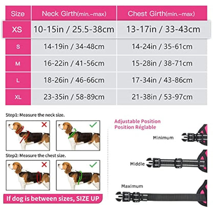 HEELE Dog Harness Dog Harness Small Dog No Pull Harness with Soft Handle Reflective Puppy Harness Adjustable, Rose, XS