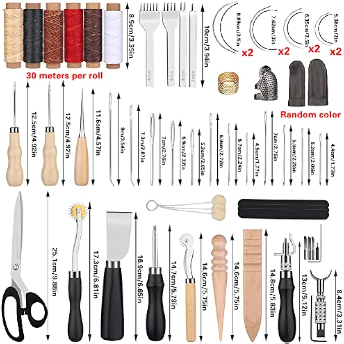 Leather Working Kit Leather Tool Kit Leather Craft Kits with Carving, Stamping & Sewing Tools and Custom Storage Bag for Cutting Punching