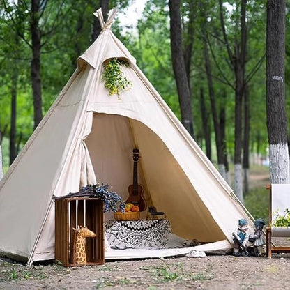 Three-Season Cotton Canvas Camping Indian Teepee Tent Pyramid Tent for 2 Person