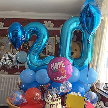 Blue 0 balloons 40 Inch Blue Number Large Balloons Mylar Foil Big Digital 0 1 2 3 4 5 6 7 8 9 Giant Helium Balloon Birthday Party Decoration （Blue No.0）