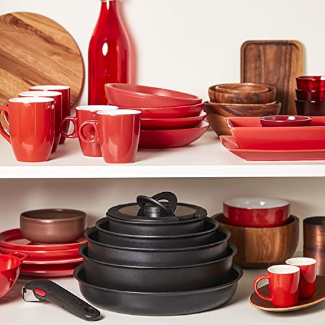 Tefal Ingenio Unlimited ON 13 Piece Non-Stick Induction Pan Set, 22&28 cm Frying Pans, 16&20 cm Saucepans, 24 cm Sautepan, 26 cm Wok Pan, 16&20&24 cm Glass Lids, 16&20 cm Lids, 2 Handles, L3959243