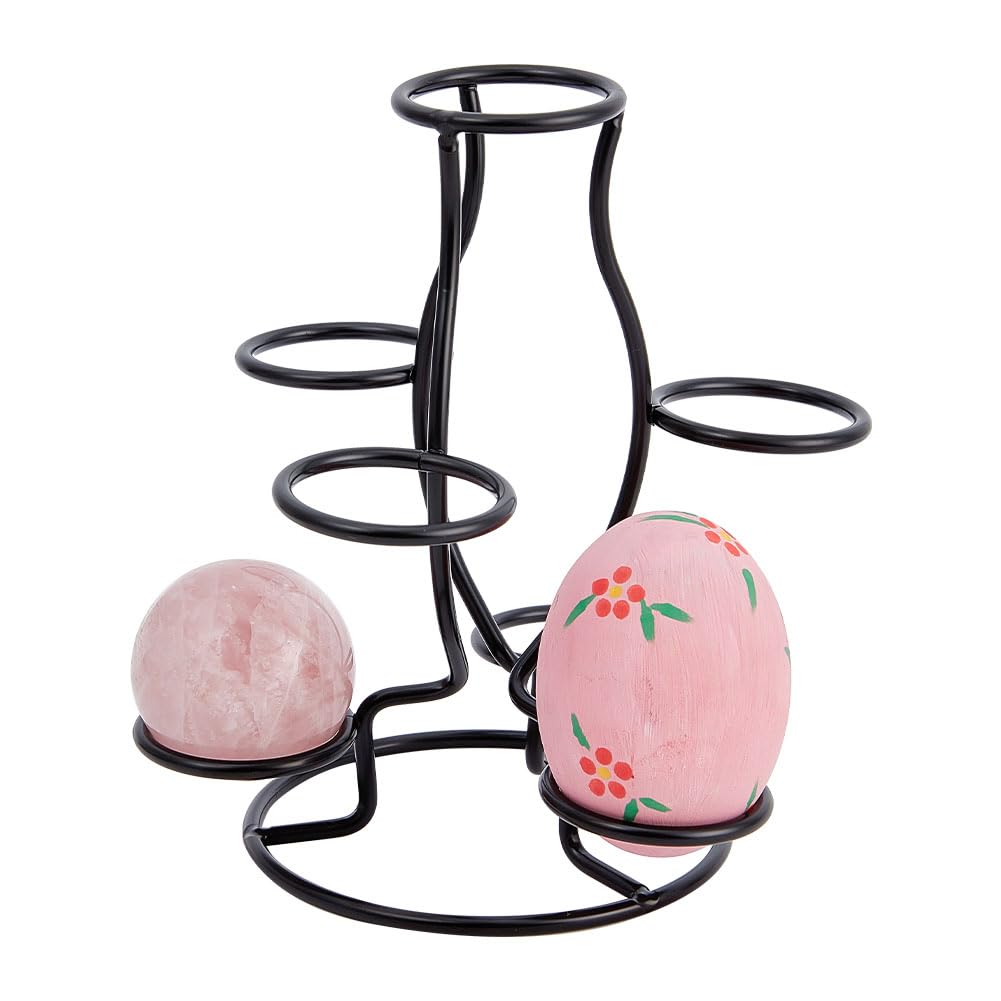 NBEADS Crystal Ball Holders, 7 Eggs Display Stand Black Iron Multi-Sphere Display Holder for Crystal Ball Sphere Globe Home Office Decor Ornament