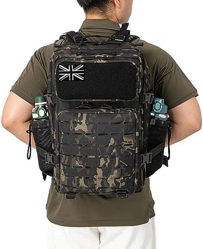 QT&QY Military Tactical Backpacks for Men Army Molle Daypack 25L/35L/45L Lage 3 Day Bug Out Bag Camping Hiking Rucksack with Bottle Holder