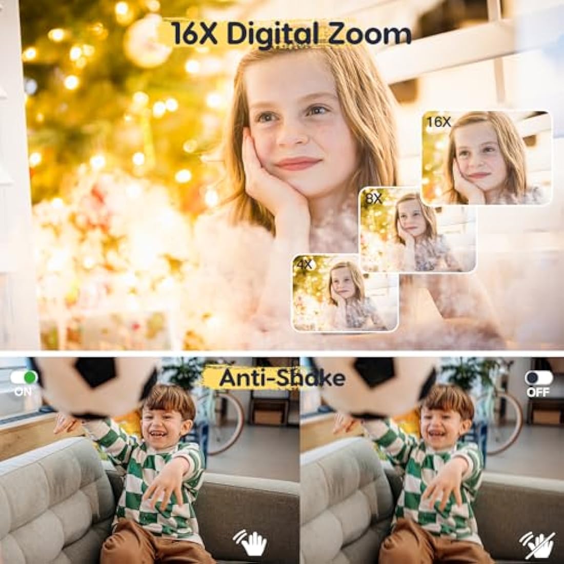 CAMKORY Digital Camera 1080P FHD Compact Vlogging Camera 44MP 16X Digital Zoom Portable for Kids, Teens, Students & Seniors (Black)