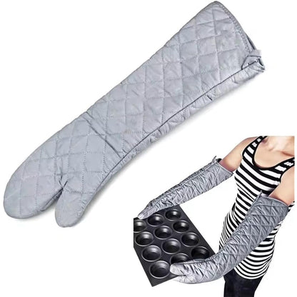 Linwnil New 1 Pair Heat Resistant Oven Gloves New Cotton Oven Mitts Kitchen Gloves High Temperature Cooking Tool BBQ Gloves (23Inch)
