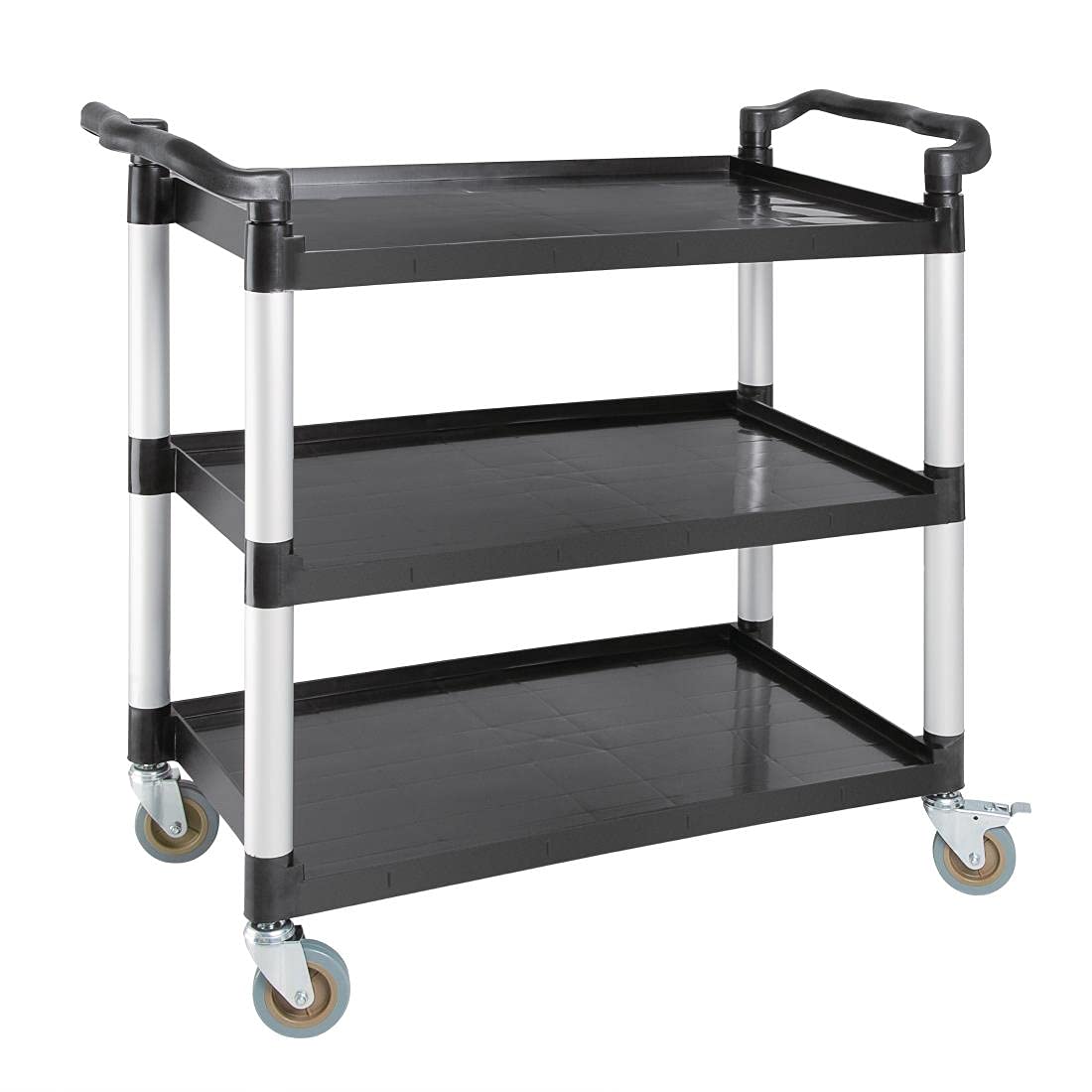 Vogue Polypropylene Plastic Reusable Mobile Trolley - Large, Black, 200 kg Capacity, Size: 960x520x1070 mm