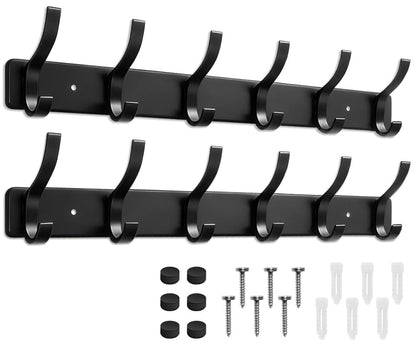 MIVITOOM Coat Hooks Wall Mounted, 2 Pack Heavy Duty Coat Rack, 31cm Length Double Door Hook Rail for Entryway Bedroom Bathroom Kitchen Home Storage