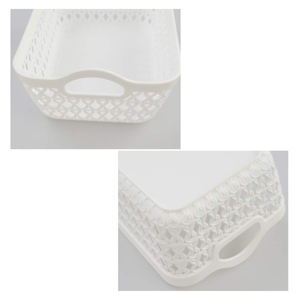 Nesmilers 12 Packs Plastic Mini Storage Basket, White Basket Tray