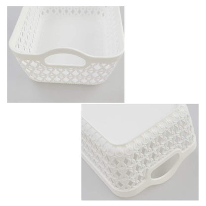 Nesmilers 12 Packs Plastic Mini Storage Basket, White Basket Tray