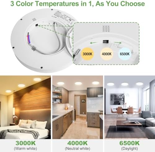[ 4 Pack] 15W 1800LM LED Ceiling Light, Bathroom Lights Ceiling 3000K/4000K/6500K, IP44 Waterproof, Ultra Thin Round Flush Ceiling Light for Bedroom,Kitchen, Living room,Toilet,Utility Room 18cm